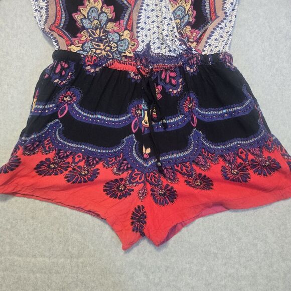 Angie Red and Black Patterned Romper - Picture 2 of 16